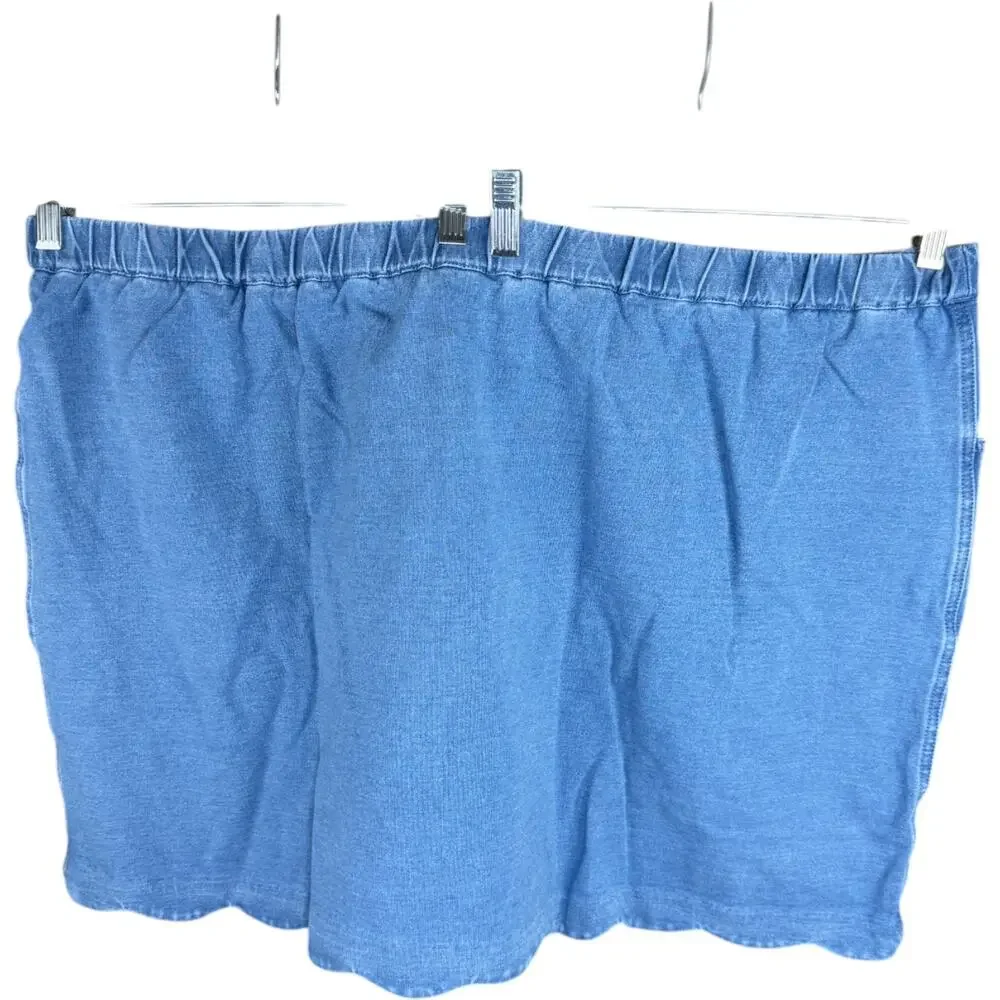 Quacker Factory DreamJeannes‎ Skort 3X Short Blue Stretch Denim Heart Pocket NWT